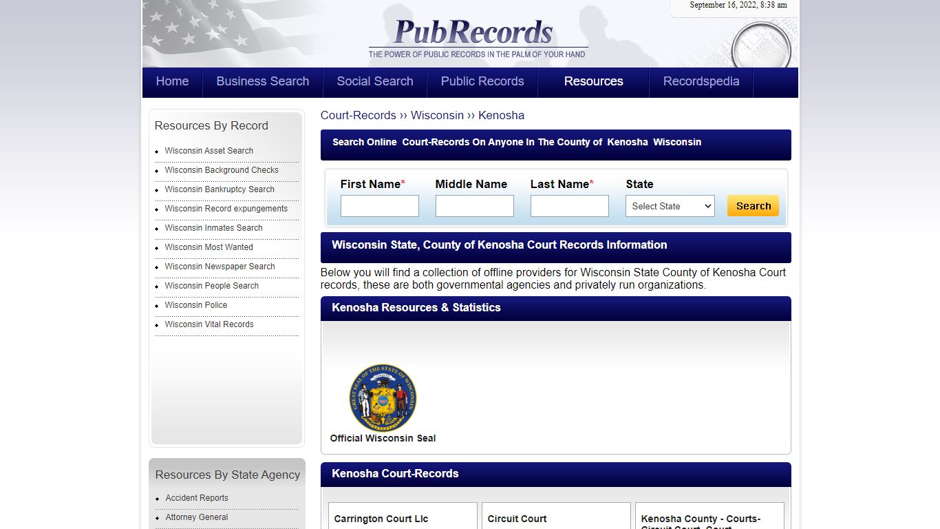 Kenosha County, Wisconsin Court Records - Pubrecords.com