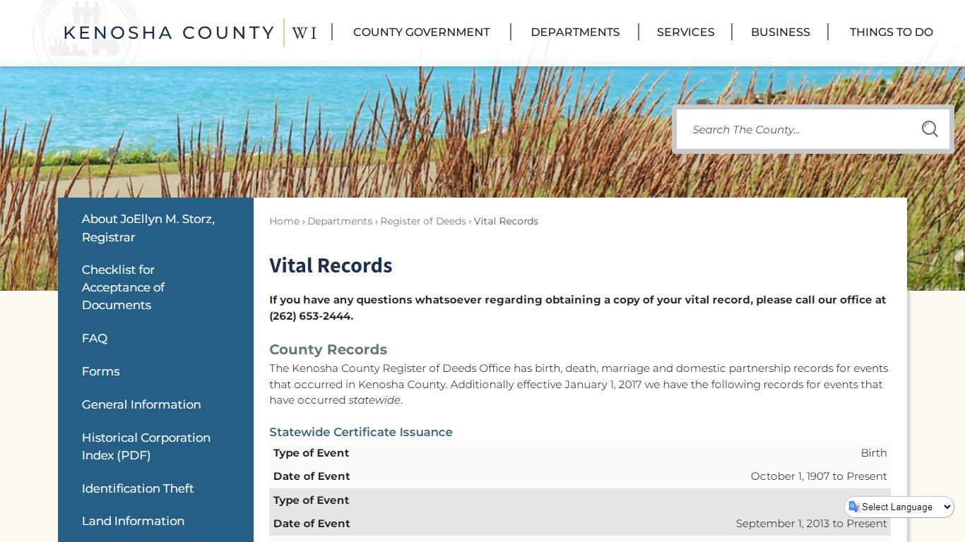 Vital Records | Kenosha County, WI - Official Website